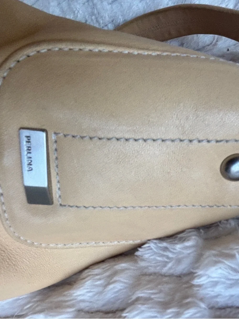 Perlina New York soft yellow/creamy Leather Shoulder Hobo Bag Silver Hardware